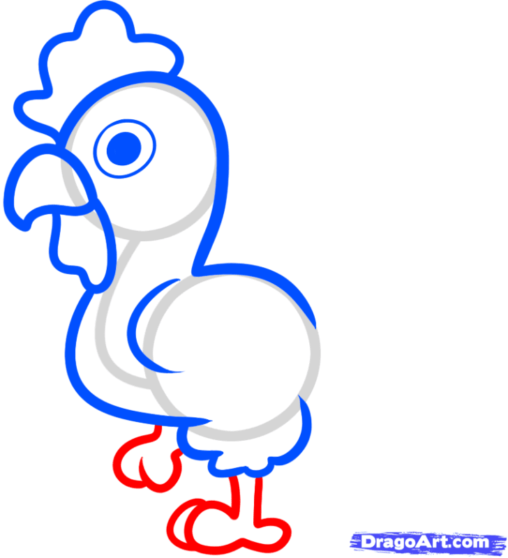 Choáng với cách vẽ chú gà trông cực đơn giản 5