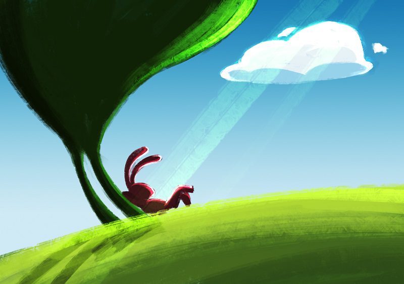 học digital painting minh họa rùa và thỏ