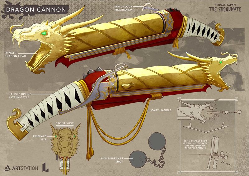 thiết kế đạo cụ bằng digital painting dragon cannon
