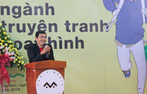 họa sĩ Trang Đức Huy chia sẻ tại lễ khai giảng Viện Truyện tranh và Hoạt hình 1
