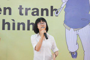 học viên khóa 3 Lê Huỳnh Kim Yến chia sẻ tại Lễ khai giảng Viện Truyện tranh và Hoạt hình