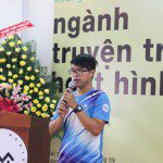 học viên khóa 5 Nguyễn Thanh Triều chia sẻ tại Lễ khai giảng Viện Truyện tranh và Hoạt hình