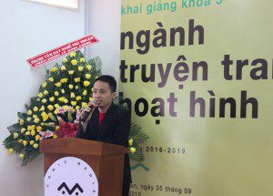 Thạc sĩ Họa sĩ Lê Thắng chia sẻ tại lễ khai giảng Viện Truyện tranh và Hoạt hình 1